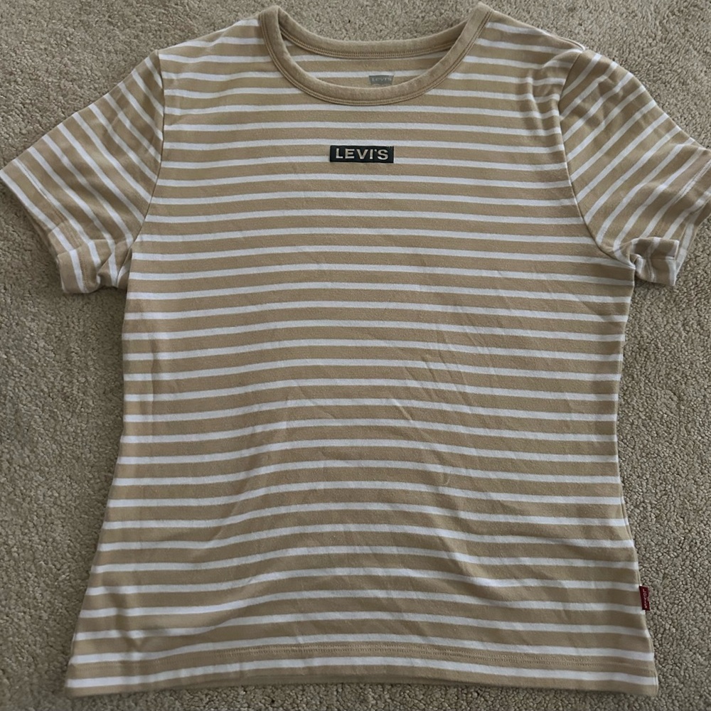Levi's Striped T-Shirt in Tan and White